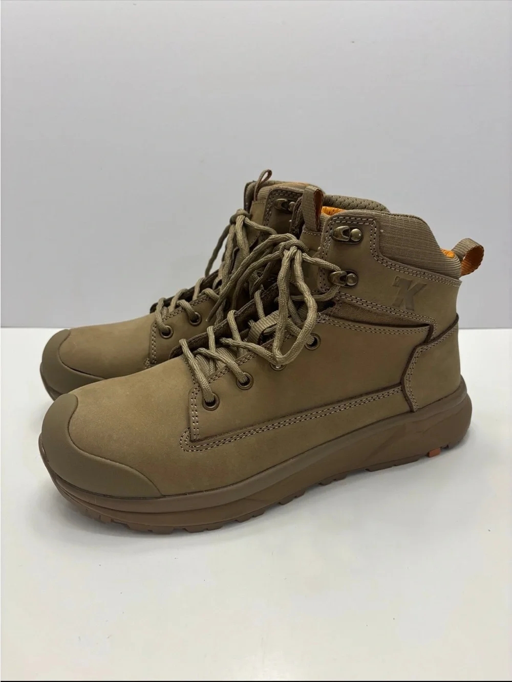 Kexin Men's Tan Work Safety Boots Lace Up Ankle Boots